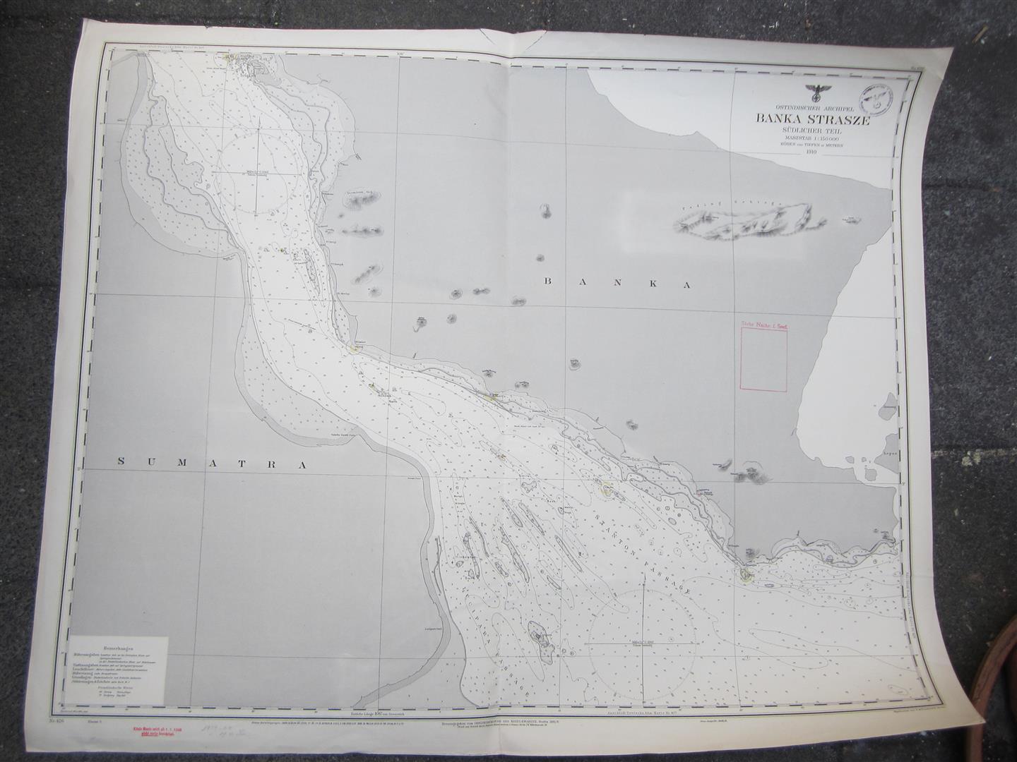 WW2 KM Sea Chart BANKA STRASZE, East Indies